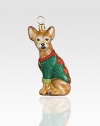 A celebration of Poland's time-honored glassmaking tradition, this charming pup sculpture, dressed in a sparkly argyle sweater, is lovingly crafted by skilled artisans. Mouth-blown Hand-painted Gift boxed 2 high Imported