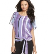 Striped in watercolors and designed with a comfy fit, this top from BCX is a calm retreat from busy style!