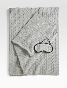 The ultimate in luxury and comfort, this soft, cable-knit set includes a travel blanket and sleep mask that tucks neatly into a matching carry case. Carry case doubles as a pillowcase for airline pillow. Pillow not included Four-ply yarn Carry case has zip closure Blanket, 36 X 60 Cashmere Dry clean Imported The ultimate in luxury and comfort, this soft, cable-knit set includes a travel blanket and sleep mask that tucks neatly into a matching carry case. Carry case doubles as a pillowcase for airline pillow. Pillow not included Four-ply yarn Carry case has zip closure Blanket, 36 X 60 Cashmere Dry clean Imported