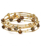 The Seasonal Whispers' girl loves to stack the brand's beautifully eclectic bracelets. This set is studded with Swarovski crystals and faceted beads, creating a coolly bohemian statement.