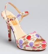 Geometric octagons thrive in bright, romantic hues on kate spade new york's Robin sandals--the perfect shoe for print lovers.