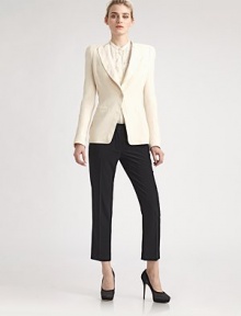 This cropped, slim-fitting style is tailored from a luxe, lightweight crepe.Self waistbandZip fly with hook-and-bar closureBack welt pocketInseam, about 2550% rayon/50% acetateDry cleanMade in Italy of imported fabricModel shown is 5'11 (180cm) wearing US size 4. This cropped, slim-fitting style is tailored from a luxe, lightweight crepe.Self waistbandZip fly with hook-and-bar closureBack welt pocketInseam, about 2550% rayon/50% acetateDry cleanMade in Italy of imported fabricModel shown is 5'11 (180cm) wearing US size 4.