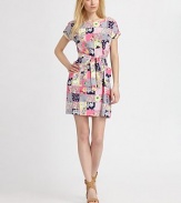 A timeless patchwork print lends a charming look to this flattering dress with a waist-defining, self-tie belt.BoatneckShort sleevesSelf-tie beltAllover patchwork printAbout 20 from natural waistRayonMachine washImported Model shown is 5'10 (177cm) wearing US size Small. 