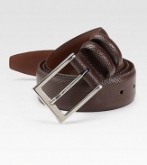 EXCLUSIVELY OURS. An essential piece for any man's wardrobe in soft, Italian calfskin leather with a nickel-plated buckle. Nickel-plated buckle About 1¼ wide Made in USA 