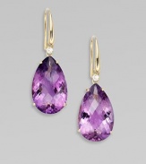 From the Ipanema Collection. Elegant faceted teardrops of richly colored amethyst, each accented with a radiant diamond.Diamonds, 0.16 tcwAmethyst18k yellow goldDrop, about 1Ear wireMade in Italy