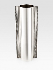 An elegant appointment in any room, beautifully crafted in silver by designer Peggy Huyn Kinh with a slim profile and decorative wings down the sides. From the Silver Story collection 12 H X 3 diam. Silverplate Imported 