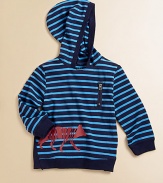 Made of a super-soft modal and cotton blend, this cozy, striped hoodie features a standout wolf print.Attached hoodLong sleevesPullover styleZippered slash pocketRibbed cuffs and hemModal cottonMachine washImported