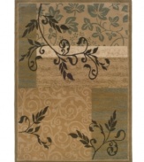 Classic dark branches and leaves are layered over distressed patches of neutrals, creating an elegantly modern home accent. The Yorkville area rug features a low pile height and soft hand for a fresh finish to any room. (Clearance)