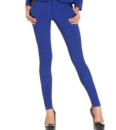 Dress to impress in these amazing Baby Phat skinny pants featuring a slim fit, a bright colored wash, and subtle faux-leather details at the pockets!