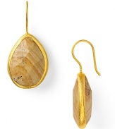 Make every look dazzle with Coralia Leets' luminous green hydro quartz teardrops. These 22-karat gold-rimmed earrings look effortless paired with slinky knits or something cocktail dressier.