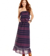 Framed in girlish ruffles and painted in stripes, this maxi dress from Tommy Girl is the perfect style for warmer days!