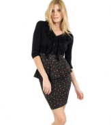 Swathe yourself in roses with this peplum skirt from Betsey Johnson that's garden party pretty – and figure-flattering too!