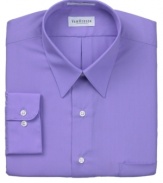 Brighten your palette for the warmer weather. This Van Heusen dress shirt is a great complement to charcoal gray or black.