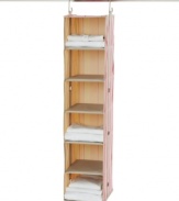 Show clutter and chaos you're not kidding around! Designed for your little one's toys, accessories and beyond, this 6-shelf storage solution puts organization in its place-your space. Made from a durable, reinforced fabric to hold up against the wear and tear of your kid's quick grabbing and hang securely from any closet bar.