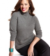 Indulge in the luxurious touch of Charter Club's plus size cashmere turtleneck-- it makes a perfect gift!