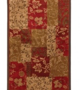 Infusing old world florals with casual patchwork design, the Kaleidoscope area rug brings vibrant style and rich color to any room. Completely crafted in the USA, it is woven of soft, durable olefin in a lush pile that withstands heavy traffic anywhere in the home.