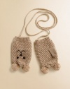 Supremely soft mittens in a wool and cashmere blend, finished with a sweet bear-inspired pattern they'll love to show off. Loss-prevention stringPolyester/nylon/wool/angora/cashmereHand washImported