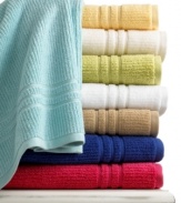 Ringspun cotton lends a luxuriously soft hand to this Quick Dry washcloth from Martha Stewart Collection, featuring a special design that leads to faster evaporation of water so towels are always soft and dry when you need them. Choose from a rainbow of different hues.