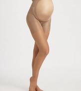 These ultra-soft, superior fit pantyhose feature a non-binding waistband, and provide comfort for the lower back and front support. Soft stretch yarnCotton gusset85% nylon/15% Lyrca® SpandexHand washMade in USA Please note: choose your pre-pregnancy size.