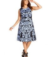 INC's plus size dress ensures you're always perfectly attired! The elegant print and classic A-line silhouette transition easily from day to night.