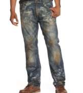 With a funky rusted print, these stylish Rocawear jeans are not your average boring blues.