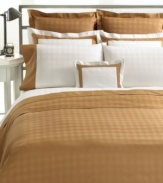 A border of solid camel brings contrast to this white Lauren Ralph Lauren sham featuring an allover, tone-on-tone Glen Plaid pattern. Also features 400 thread count cotton. (Clearance)