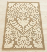 Inspired by traditional damask graphics, the Bellagio accent rug offers a romantic update on this timeless design. Gorgeous ivory and taupe create a textured look with rich Egyptian cotton fibers, making for a soft hand and ultimate durability.