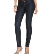 Sleek coating on a dark blue wash upgrades these petite Seven7 jeans into a spectacular stunner!