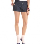 Cool off in Material Girl's showstopping shorts. Polka dot denim is a new twist on these must-have classic!