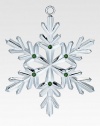 This year's silverplate snowflake is adorned with festive emerald green crystals.4 diameterPresented in satin-lined gift boxImported