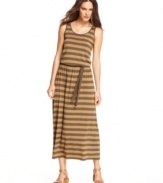 In allover stripes, this easy MICHAEL Michael Kors maxi dress is perfect for looking stylish yet relaxed!