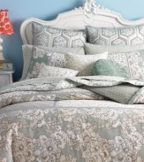 Style&co. brings you more chic ways to mix and match with the Pastiche reversible comforter set, featuring a patchwork prints on the face and a geo design on the reverse. Finished with solid sage trim. (Clearance)