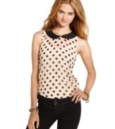 Get your polka dot fix with this printed, peter-pan collar top from American Rag -- a cute companion to skinny jeans!