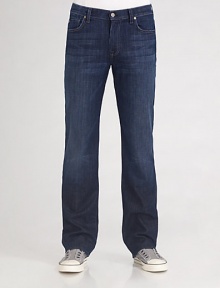The standard against all other jeans will be measured in dark-washed denim with a relaxed fit and straight legs. Distressed edges and slight fading add a coveted worn-in look. Five-pocket design Sits higher on the waist Embroidered design on the back pockets Inseam, about 33 inseam Cotton/spandex; machine wash Imported The standard against all other jeans will be measured in dark-washed denim with a relaxed fit and straight legs. Distressed edges and slight fading add a coveted worn-in look. Five-pocket design Sits higher on the waist Embroidered design on the back pockets Inseam, about 33 inseam Cotton/spandex; machine wash Imported