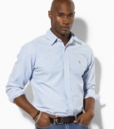 Long-sleeved sport shirt, cut for a comfortable, classic fit.