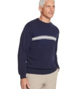 John Ashford defines casual sophistication with the clean lines of this striped crew sweater. (Clearance)