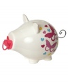 Start young. Encourage your little one to save and spend wisely with an Oinks! Baby Girl piggy bank, featuring a pink pacifier and playful heart and butterfly motif. From Salt&Pepper, a brand synonymous with fresh, contemporary home design.