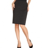 An allover dotted fabric adds a pop of print to this Alfani petite pencil skirt -- a stylish spin to a workwear staple!