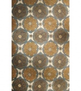 Perfect vision. Tickle the eye with the pleasing medallion pattern and elegant denim hue of Liora Manne's Lakai Circles rug. Hand hooked of a durable, UV stabilized polypropylene-acrylic blend, this dynamic rug can be used indoors, outdoors or virtually anywhere around your home.