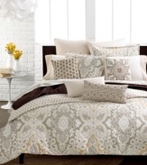 This Echo comforter set is the embodiment of exotic elegance. An odyssey awaits you as bold geometric designs are paired with understated neutral accents.