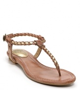 Metallic, braided leather adds a shimmering sheen to a versatile, everyday sandal from Frye.