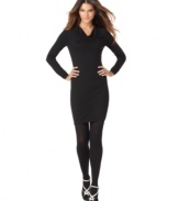 A classic cold-weather staple, this Studio M cowl-neck dress can be style casually or dressy with statement accessories!