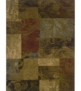 Modernize the look of your home with casual elegance. Swirling plumes inspire this St. Lawrence rug, rendered in colorblocked autumn hues like terra cotta, dark chocolate and rich greens. Crafted of durable polypropylene for years of long-lasting beauty.