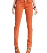 Rock denim that pops in these colored, five-pocket skinny jeans from American Rag.