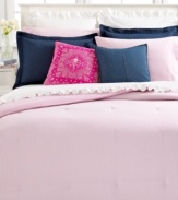 Simply sweet, this solid pink cotton bedskirt completes the look of your Lauren Ralph Lauren University bed in classic, tailored style.