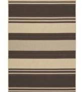 Soothing stripes of chocolate and cream add delicious texture to any ordinary space. Made from structured-weave polypropylene, this indoor/outdoor rug from Couristan is 100% recyclable and resistant to fading, mildew and mold.