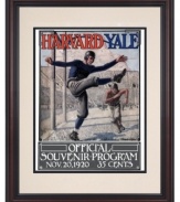 Celebrate college football's oldest rivalry. This color reproduction of the Yale-Harvard program cover from November 20, 1920, offers a glimpse of the game in another era. Harvard won, but it's must for any football fanatic and memorabilia collector.