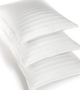 Rest easy with plush down pillows from Blue Ridge. Featuring a 350-thread count cotton cover and sumptuous Siberian white down fill, this pillow supports your head and neck to the fullest while also providing style with a tonal stripe design.