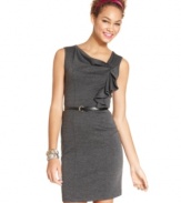 For a polished look with timeless charm, opt for a sheath dress! Tempted's belted style is highlighted in chic details, from the asymmetrical neckline to the ruffled flourish.