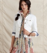 This denim jacket is simply fresh in a bright white wash, from Tommy Hilfiger. Pair it with a floral dress for the ultimate in spring style!